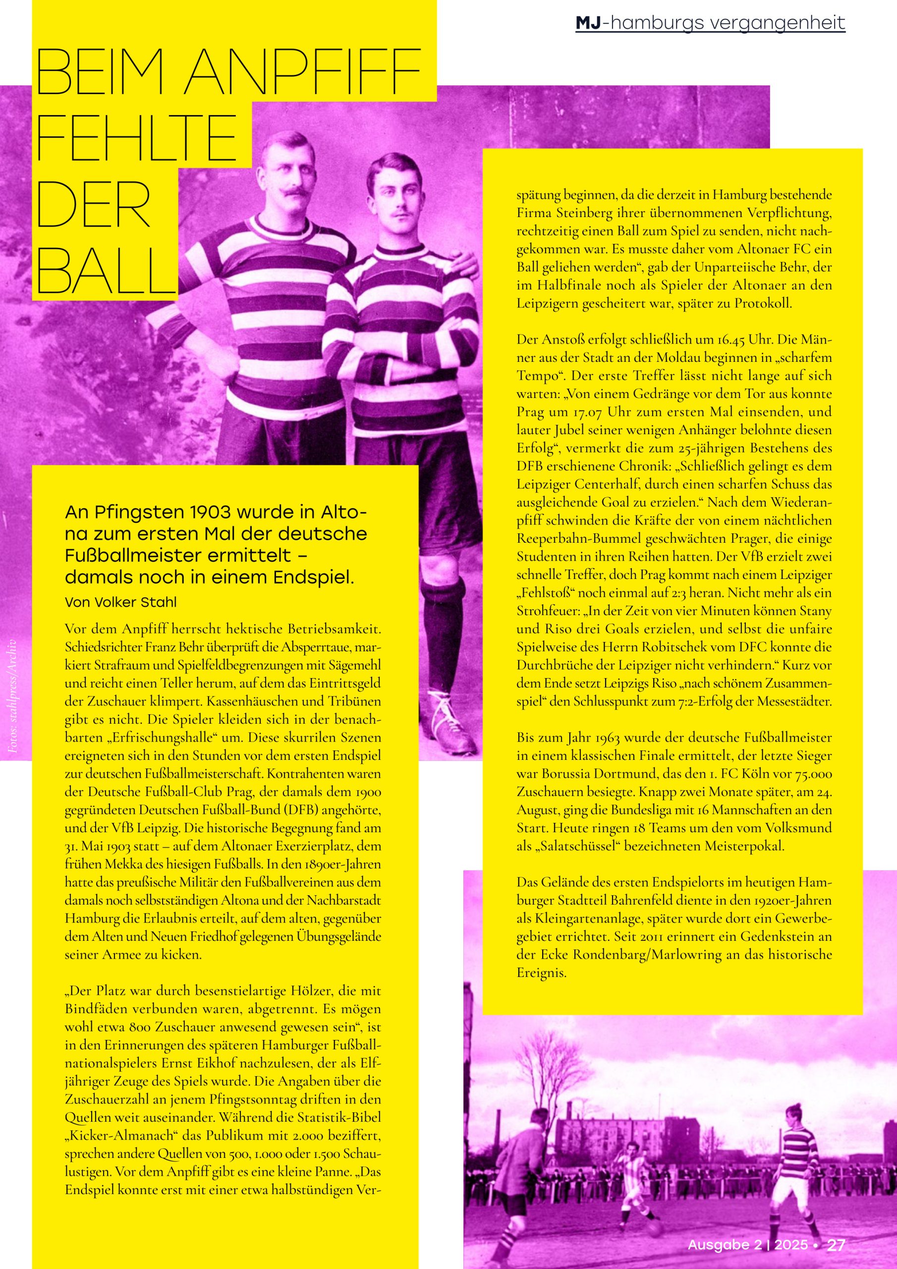 Seite 27 des MieterJournals 2/2025 zeigt die Serie "Aus Hamburgs Vergangenhgeit"