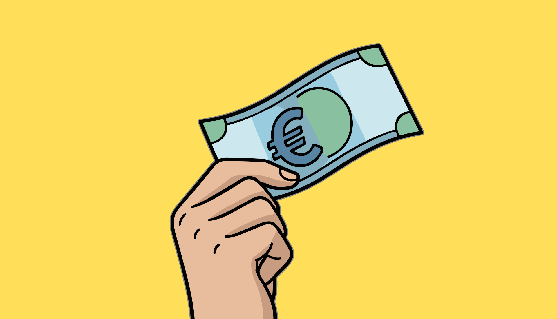 Hand die einen Geldschein hochhällt.